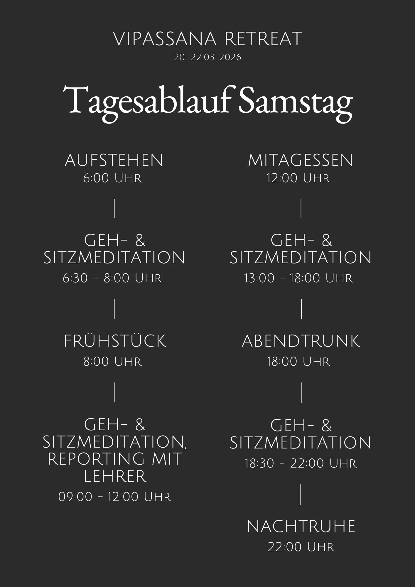 Tagesablauf Samstag